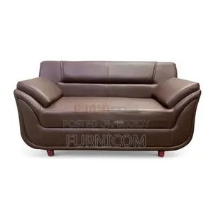 Rolled Arm Two Seater Synthetic Leather Living Room Sofa