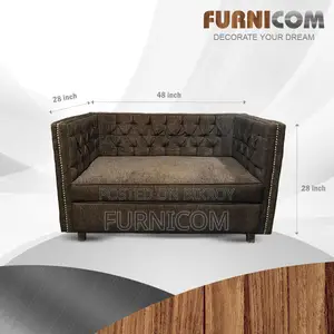 Chesterfield Two Seater Wooden Velvet Sofa