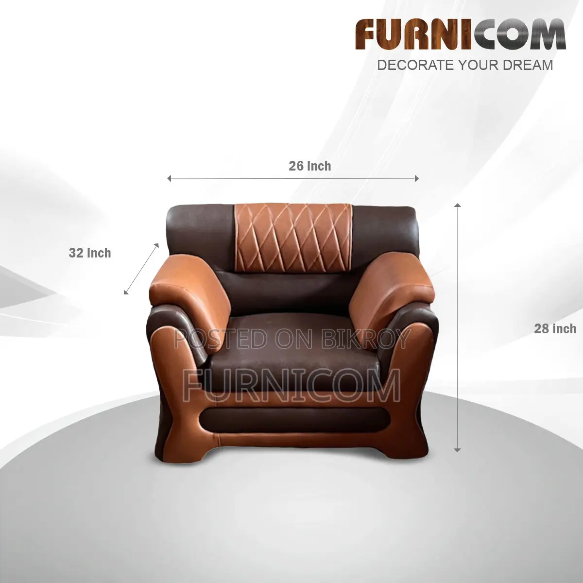 Furnicom Sofa Set Leather Rolled Arm Fluffy Arm Sofa