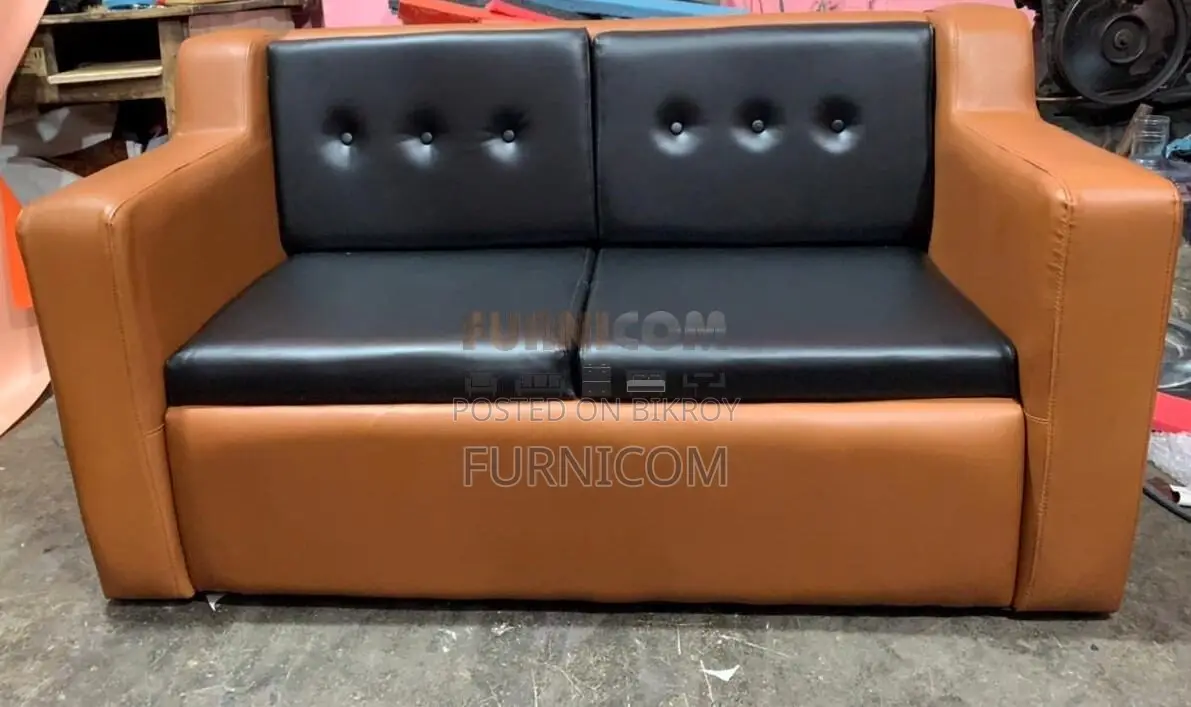 Button Tufted Sturdy Sofa for Living Room-Synthetic Leather