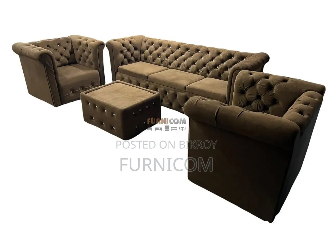 Button Tufted Chesterfield Luxury Living Room Sofa Set Upholetered wit