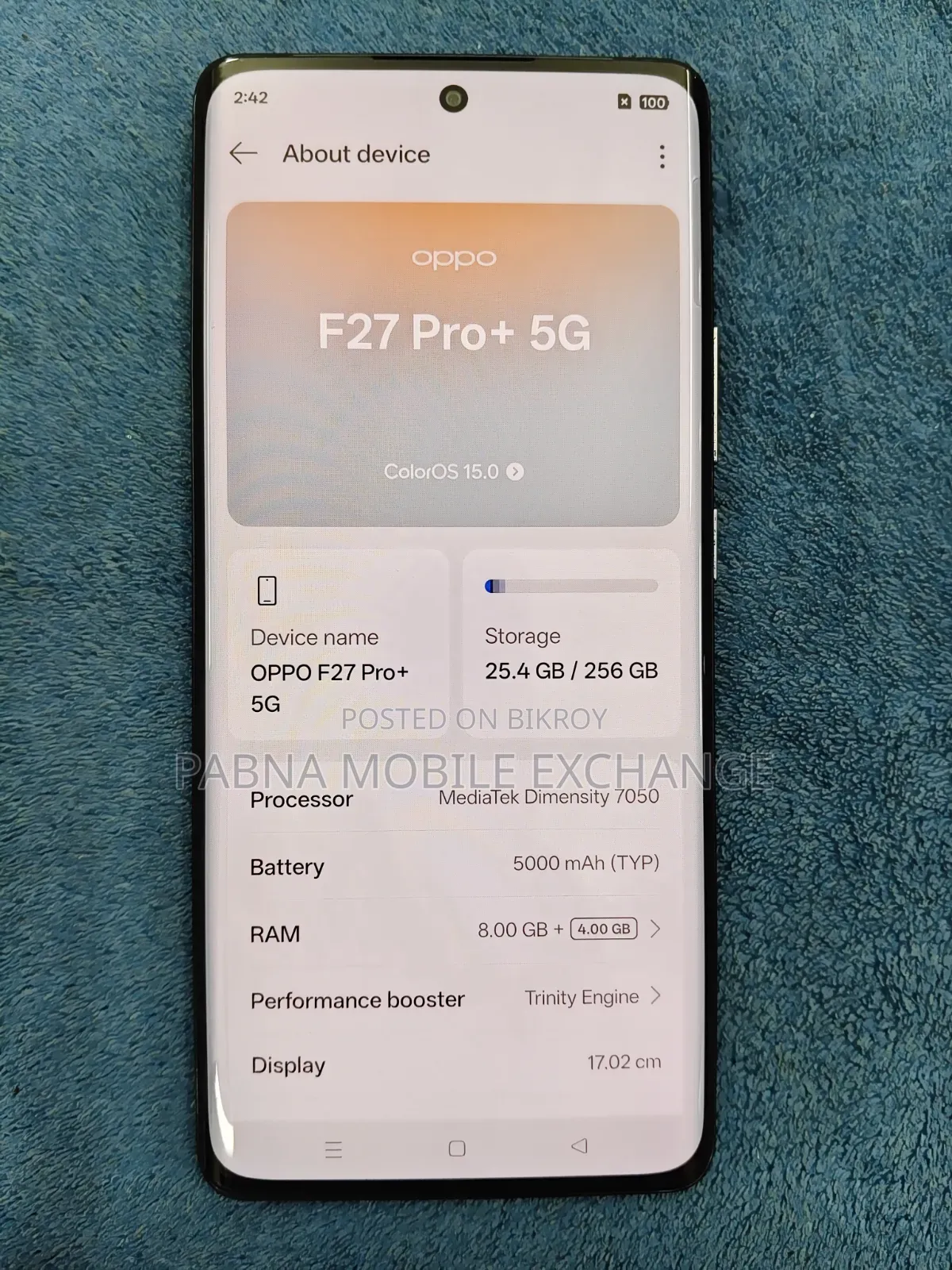অপো এফ২৭ প্রো প্লাস ১২৮ জিবি ব্লু