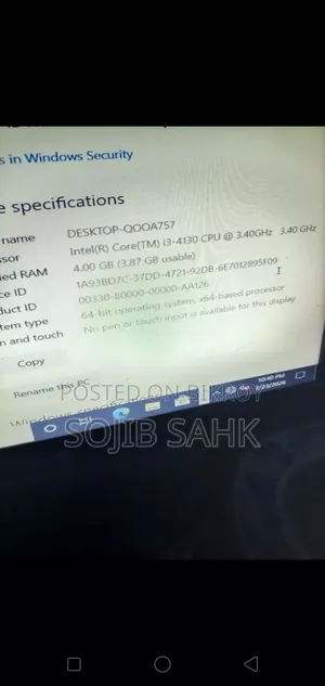 Desktop Computer 4GB Intel Core I3 SSD 128GB