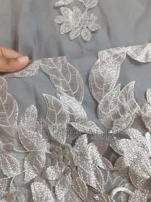 আনস্টিচড হেভি এমব্রয়ডারি নেট পার্টি থ্রি-পিস (অ্যাশ কালার)