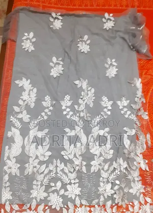 আনস্টিচড হেভি এমব্রয়ডারি নেট পার্টি থ্রি-পিস (অ্যাশ কালার)