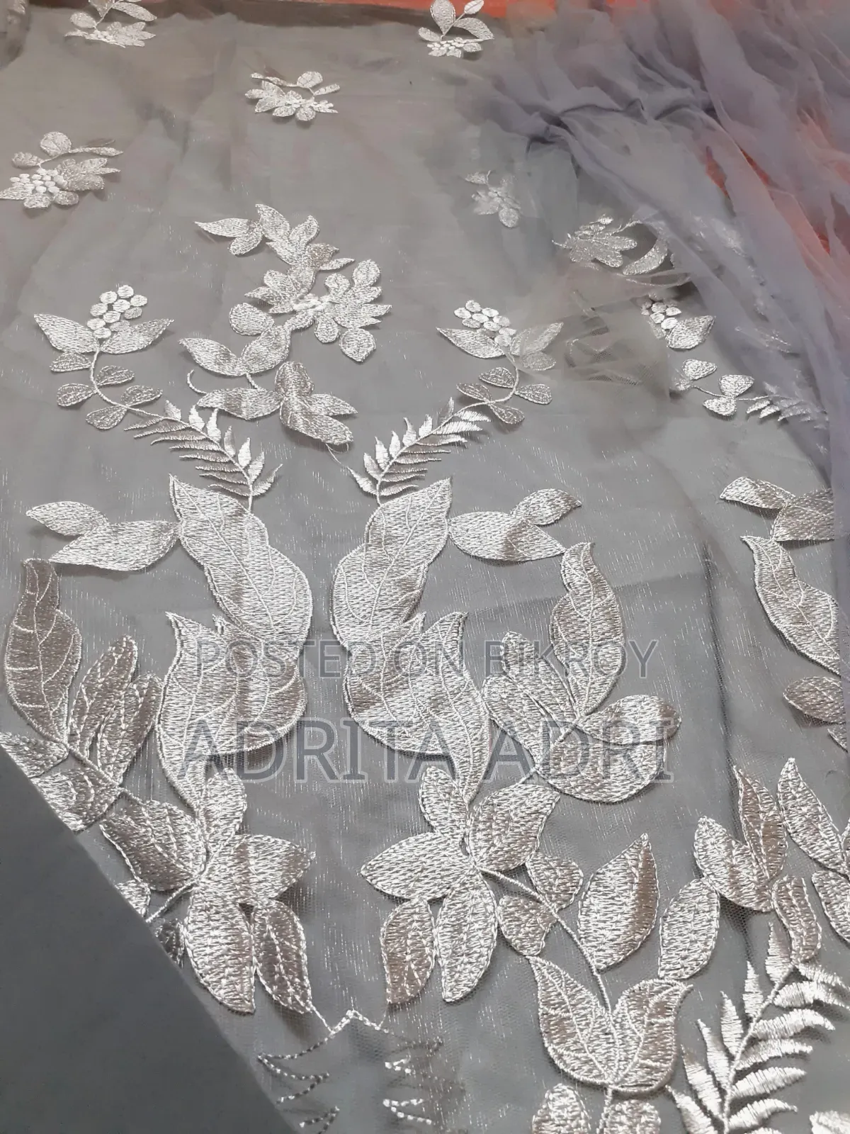 আনস্টিচড হেভি এমব্রয়ডারি নেট পার্টি থ্রি-পিস (অ্যাশ কালার)