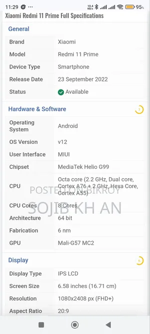 Xiaomi Redmi 11 Prime 64 GB Black