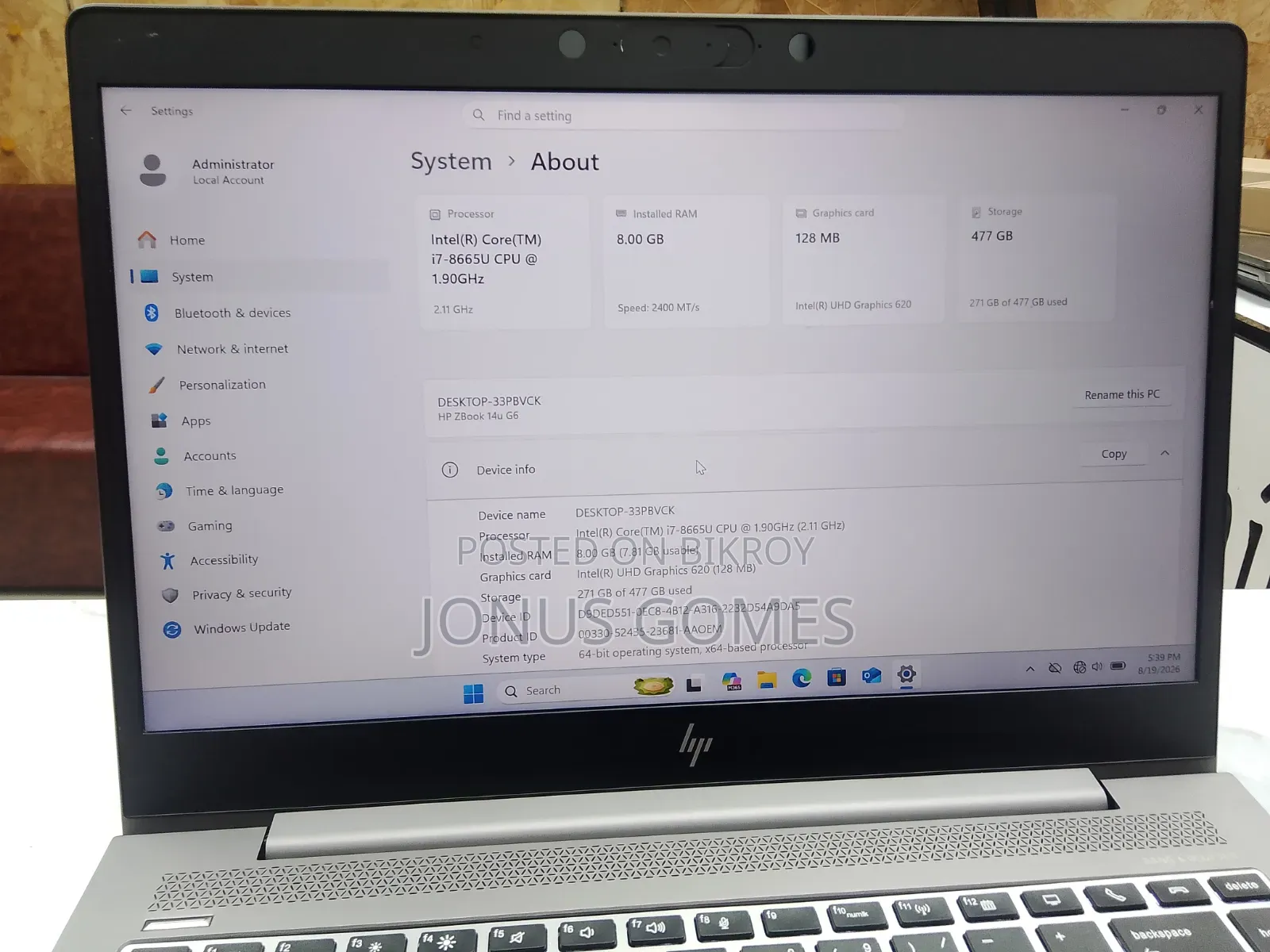 Laptop HP ZBook 14u G6 8GB Intel Core I7 SSD 512GB