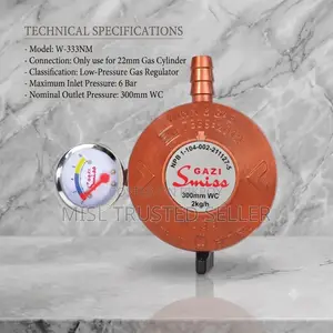 Gazi Smiss W-333m Gas Regulator | 22mm LPG Cylinder