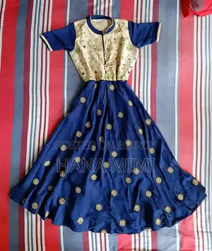 Blue Gown With Pajama and Orna