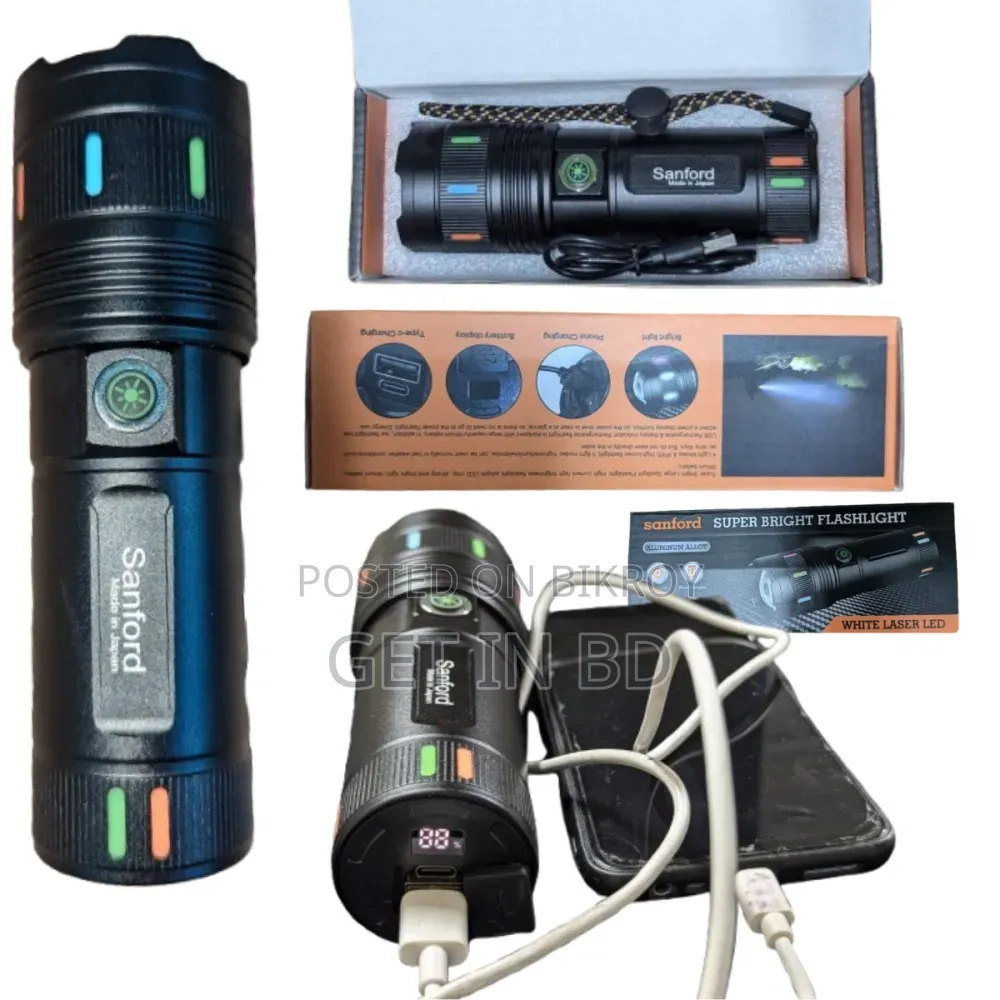 Sanford Super Bright Flashlight – White Laser Made in Japan 18650mAh