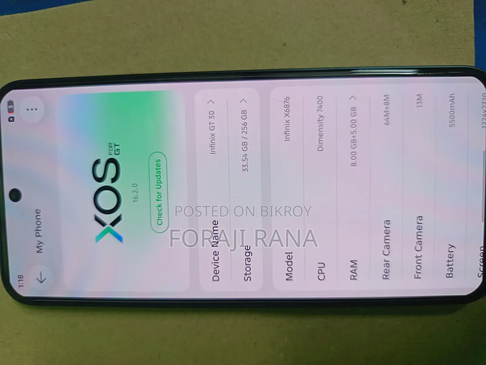 New Infinix GT 30 5G 256 GB Black