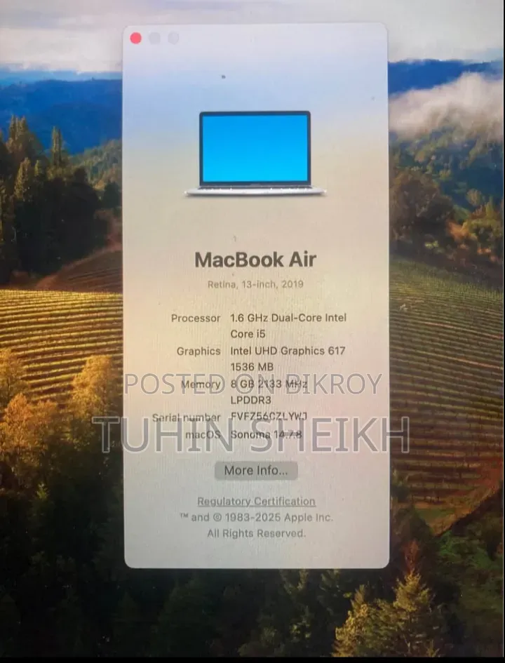 Laptop Apple MacBook Air 2019 8GB Intel Core I5 SSD 128GB