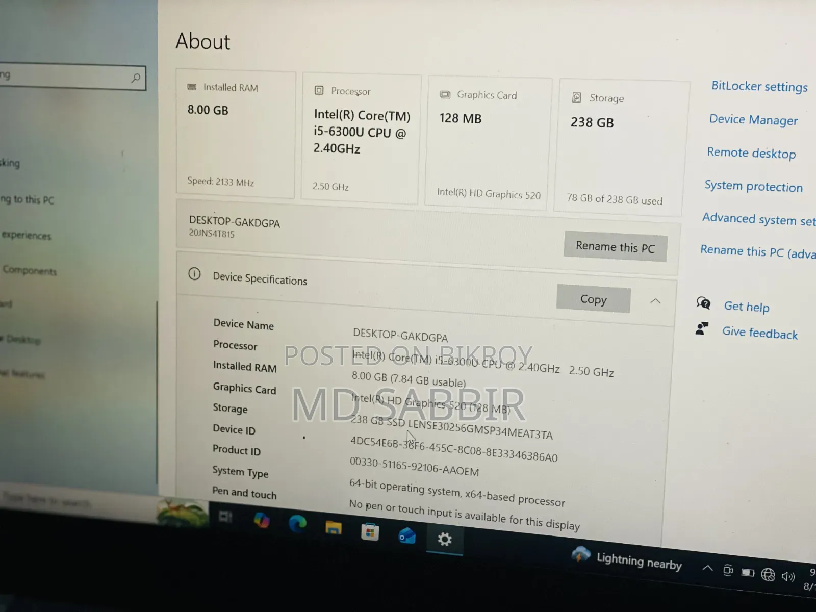 Laptop Lenovo ThinkPad T490s 8GB Intel Core i5 SSD 256GB