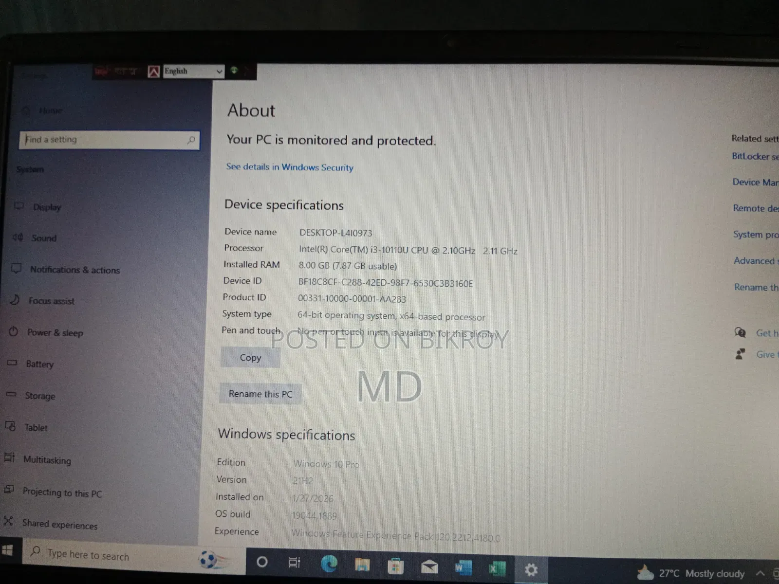 Laptop Toshiba Satellite Pro L450D 8GB Intel Core i3 SSD 256GB