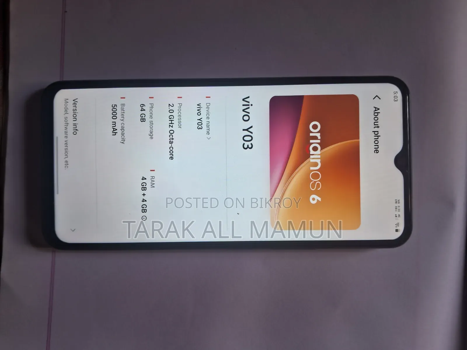 Vivo Y03 64 GB Black
