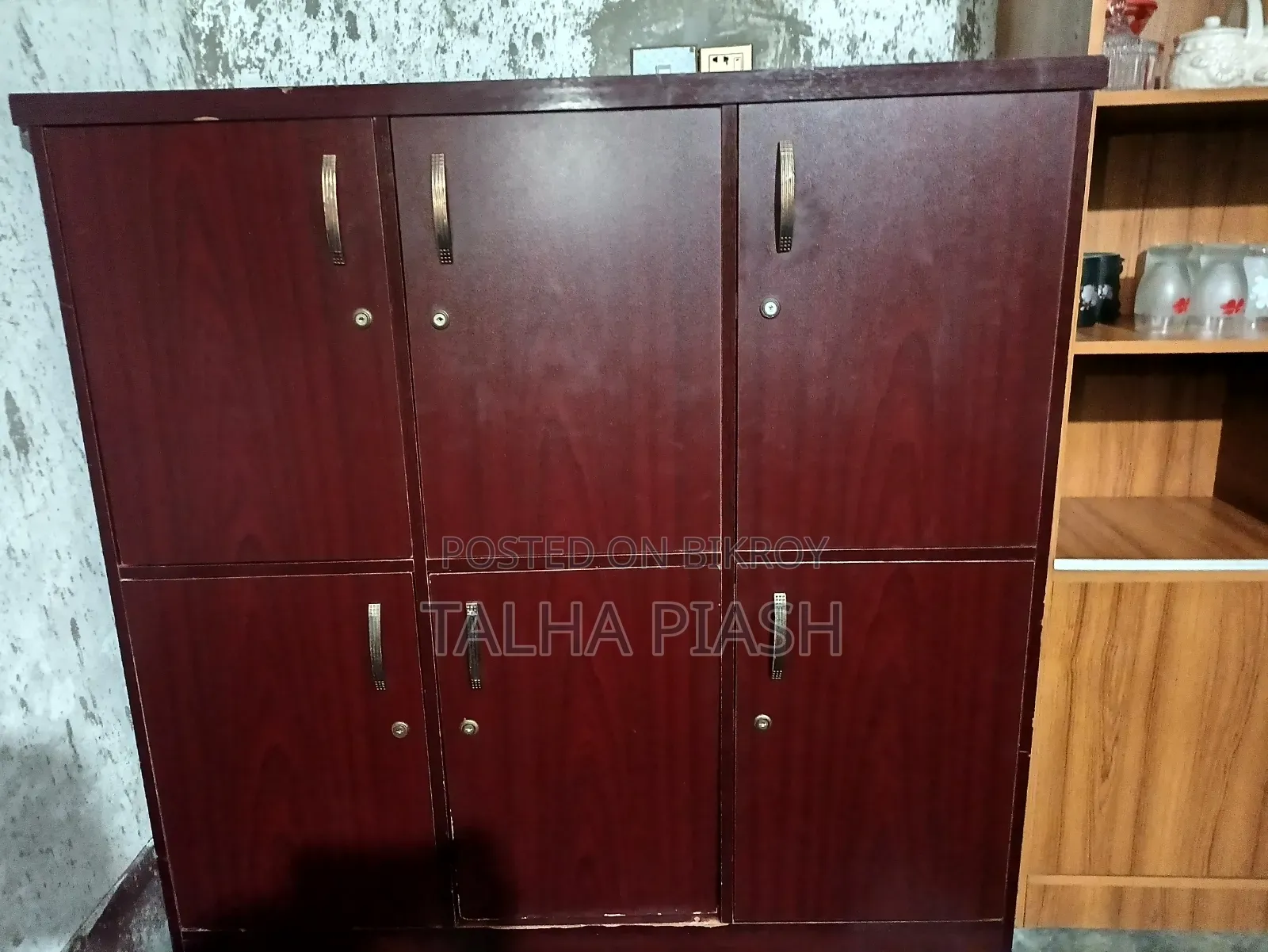 6-Compartment Wooden Locker Cabinet. 6-Door Storage Cabinet