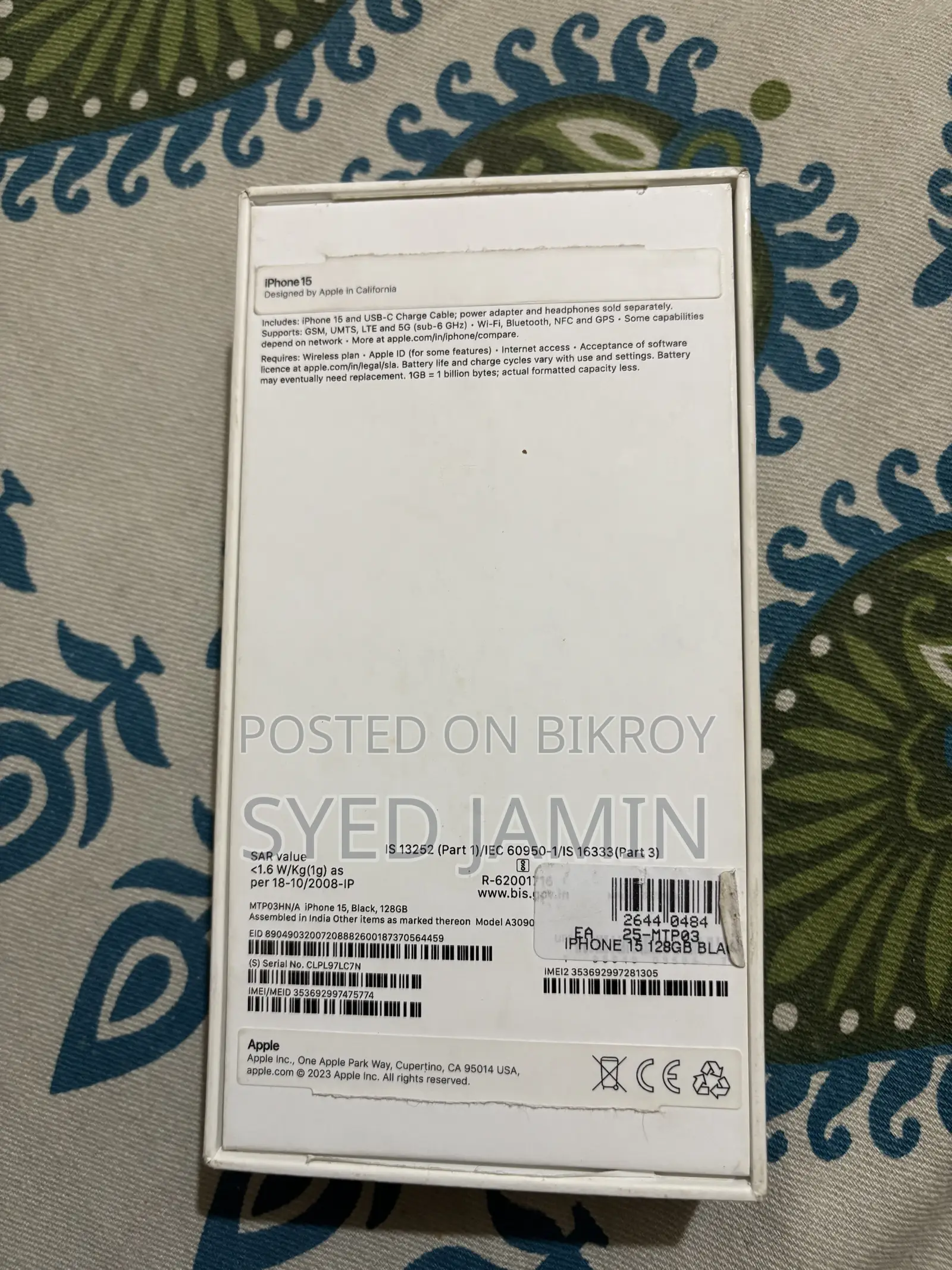 Apple iPhone 15 128 GB Black