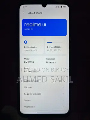 রিয়েলমি নোট ৬০ ১২৮ জিবি ব্ল্যাক
