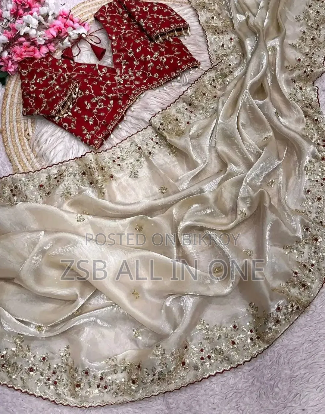 ইন্ডিয়ান জর্জেট শাড়ি উইথ ব্লাউজ পিস