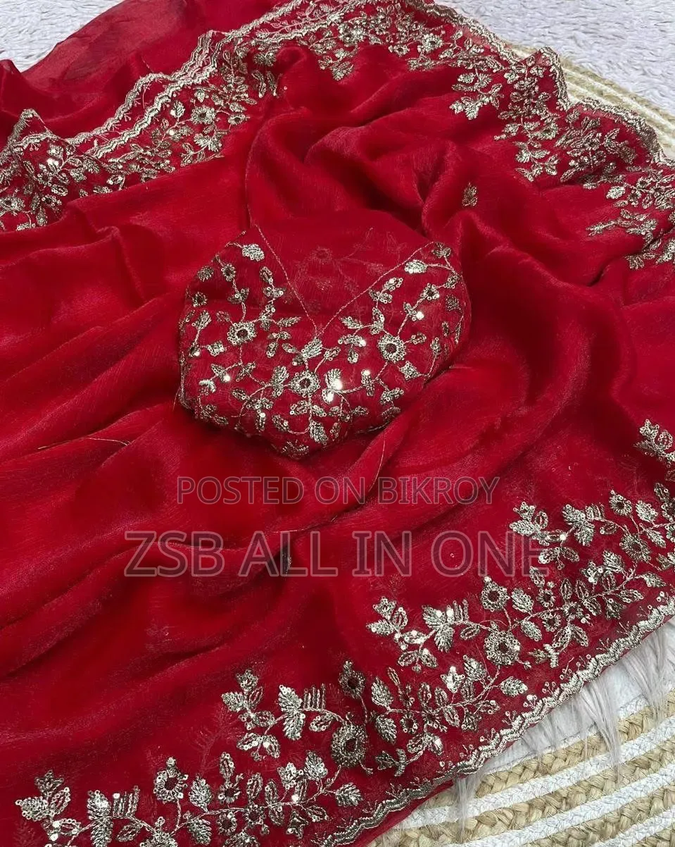 ইন্ডিয়ান জর্জেট শাড়ি উইথ ব্লাউজ পিস
