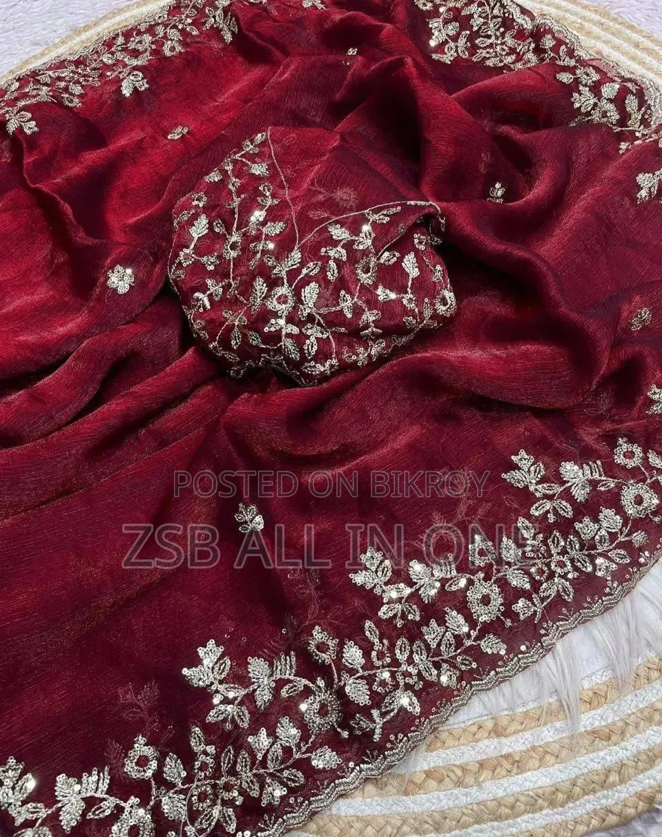 ইন্ডিয়ান জর্জেট শাড়ি উইথ ব্লাউজ পিস
