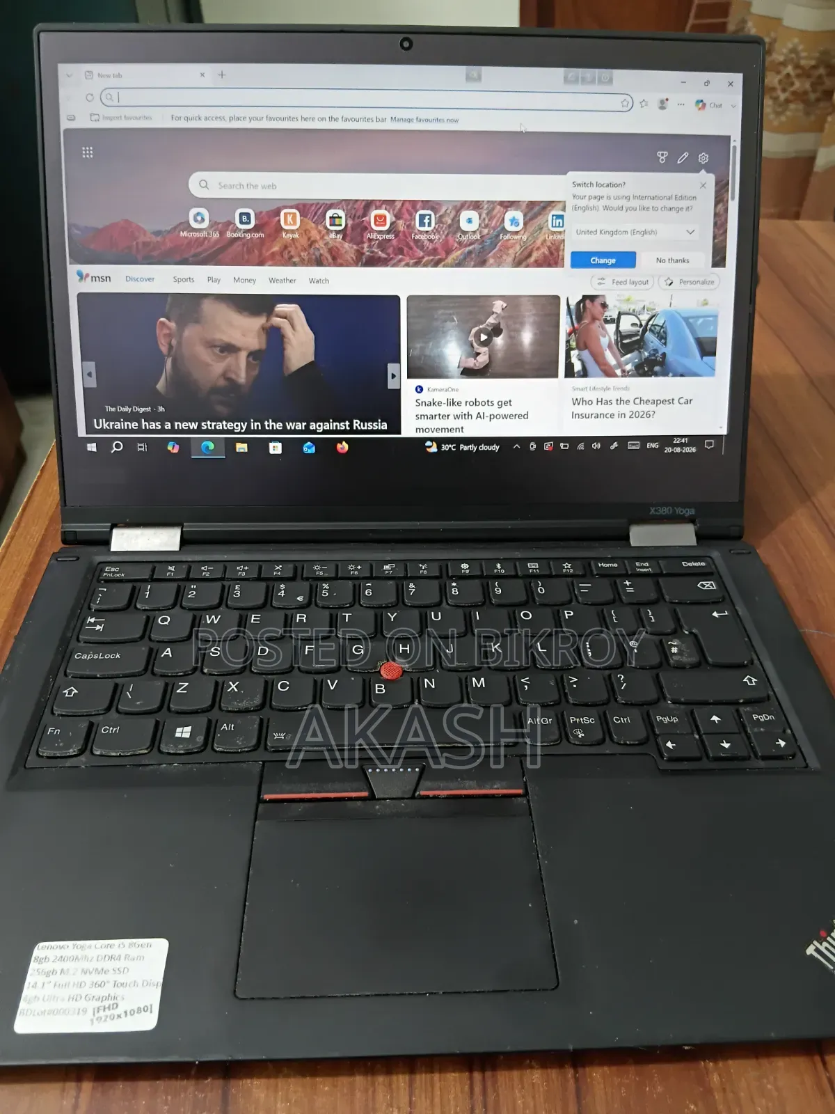 Laptop Lenovo ThinkPad X380 Yoga 8GB Intel Core I5 SSD 256GB