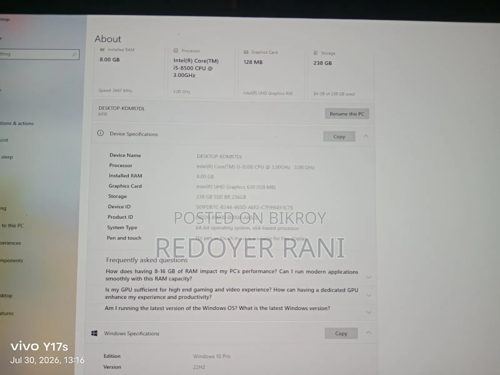 Desktop Computer Microsoft Surface Studio 8GB Intel Core I5 SSD 256GB