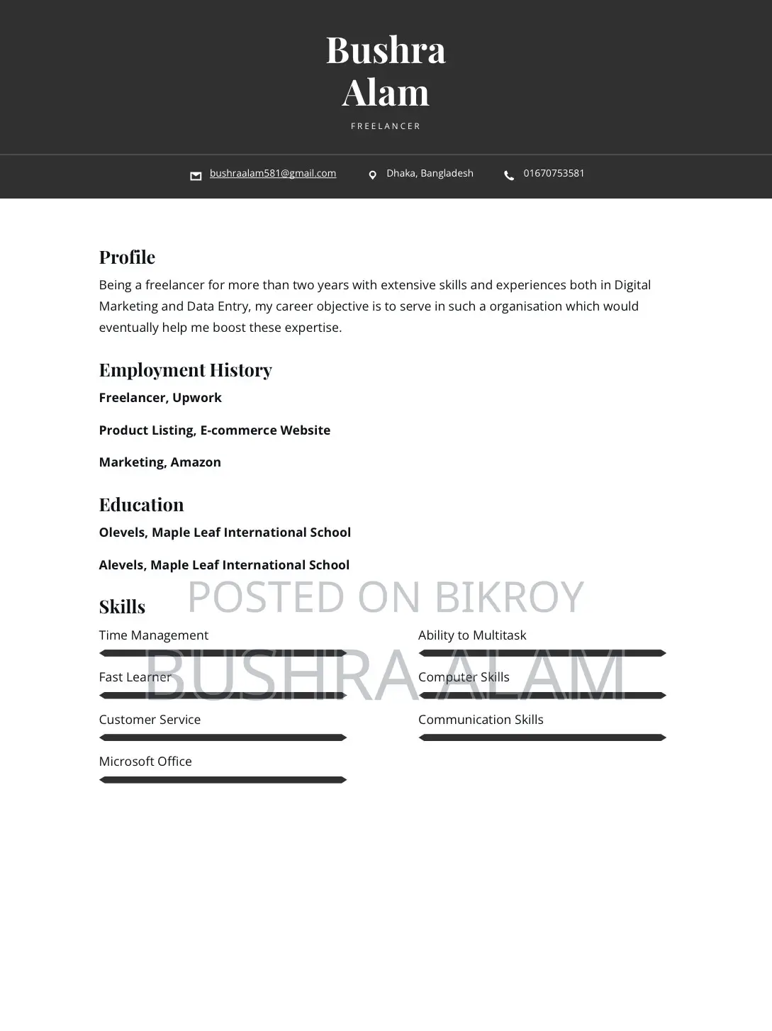 Advertising Marketing CV
