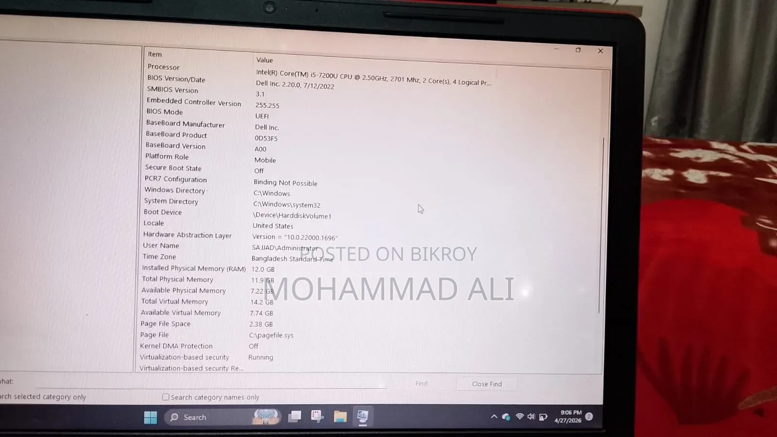 Laptop Dell Inspiron 15 12GB Intel Core I5 SSD 500GB