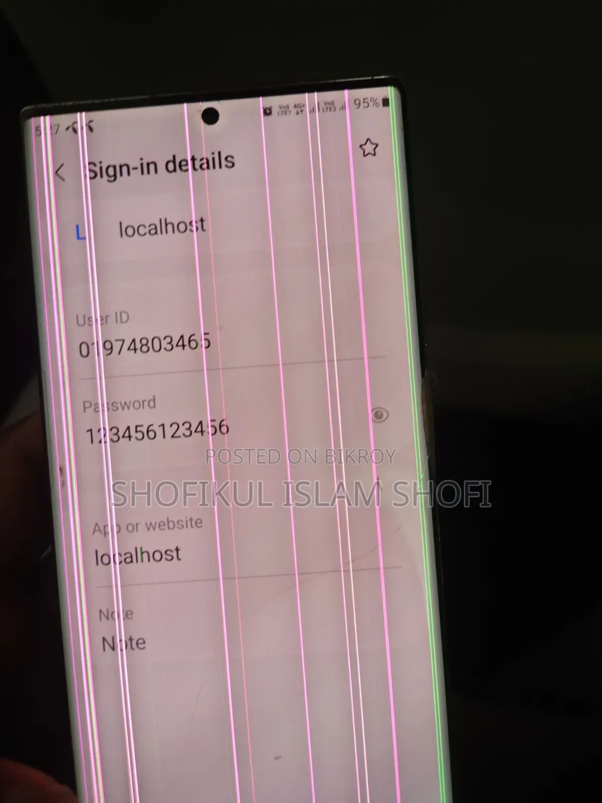 Samsung Note 20 Ultra Original Green Line Display