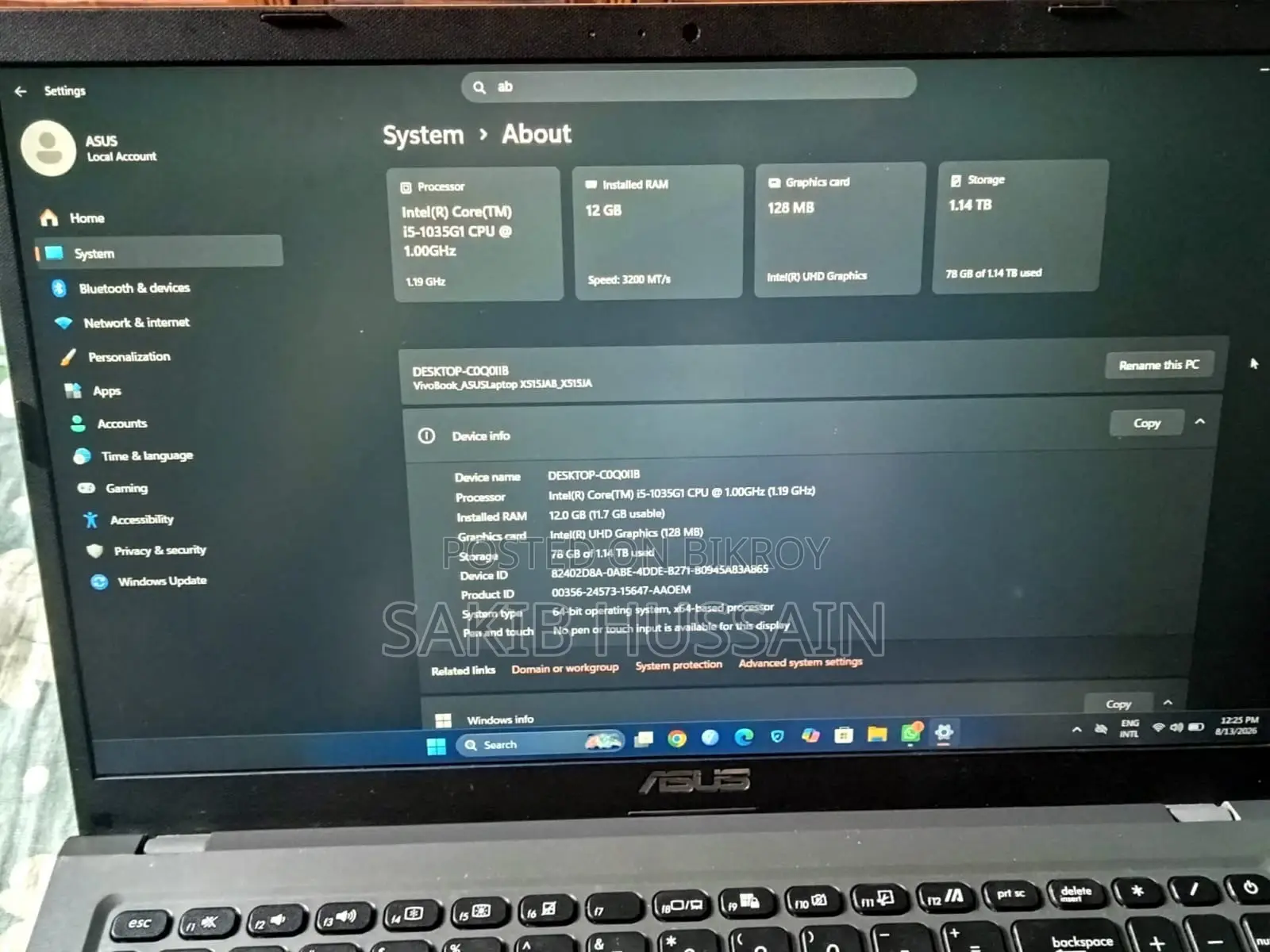 Laptop ASUS VivoBook X540SA 12GB Intel Core I5 HDD+SSD 1T