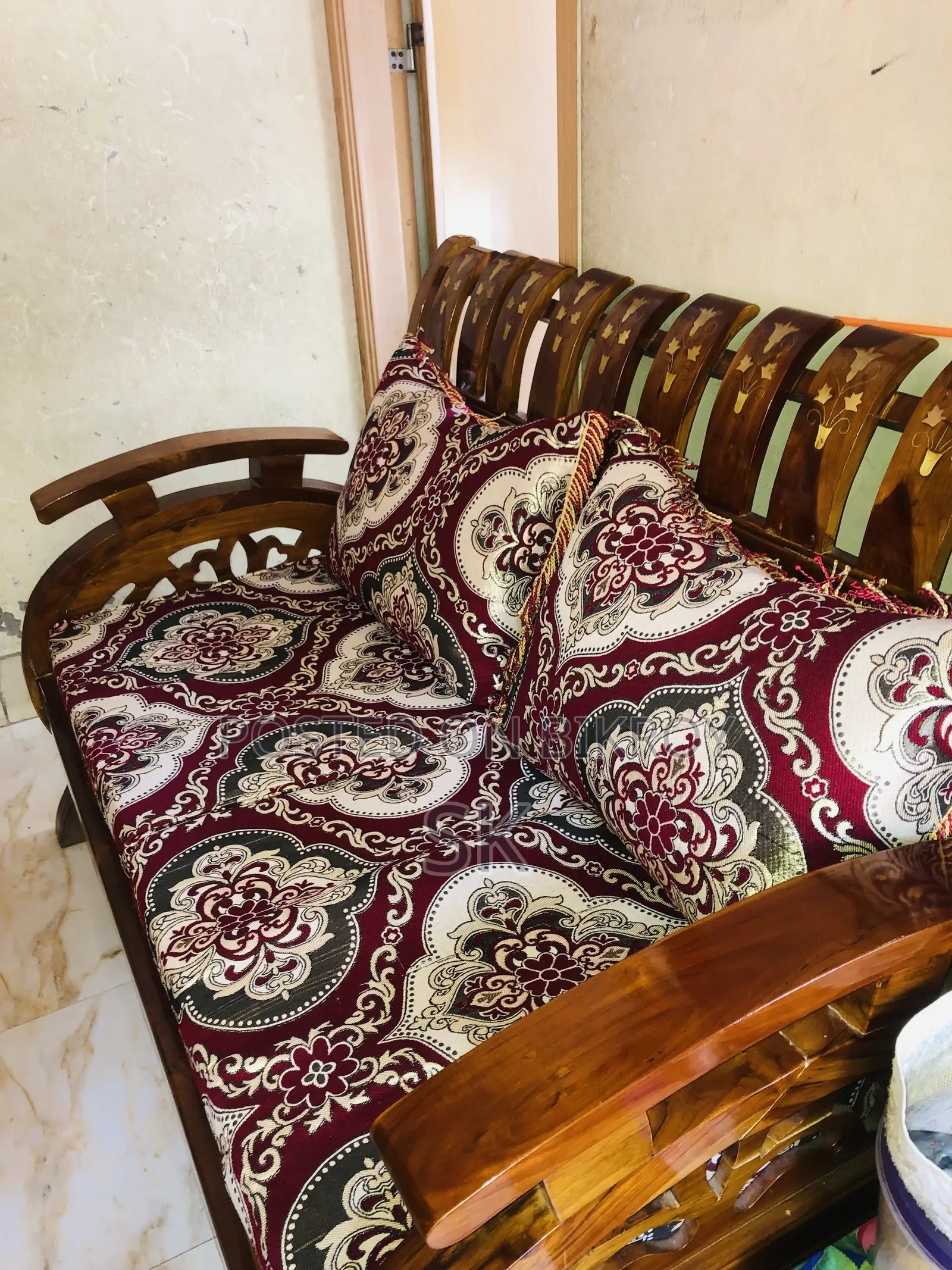 Chittagong Burmese Teak Wood 5-Piece Sofa Set. Used for 3 months, Price 60000