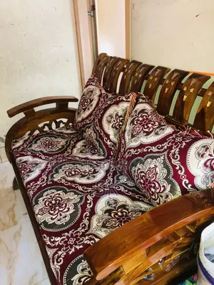 Chittagong Burmese Teak Wood 5-Piece Sofa Set. Used for 3 months, Price 60000