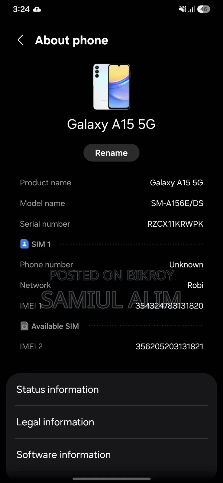 New Samsung Galaxy A15 5G 128 GB Blue