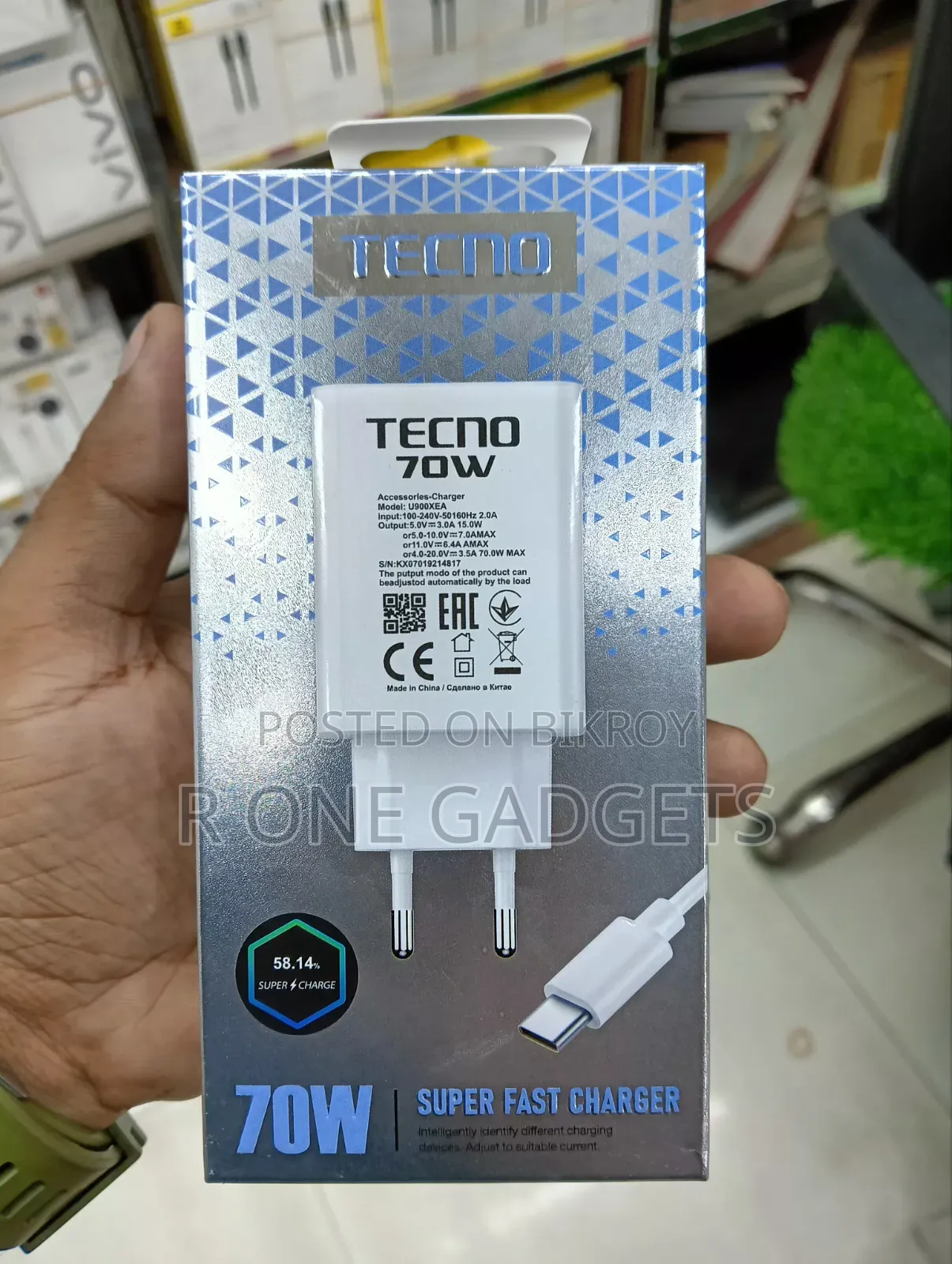 Tecno 70w Original Official Charger