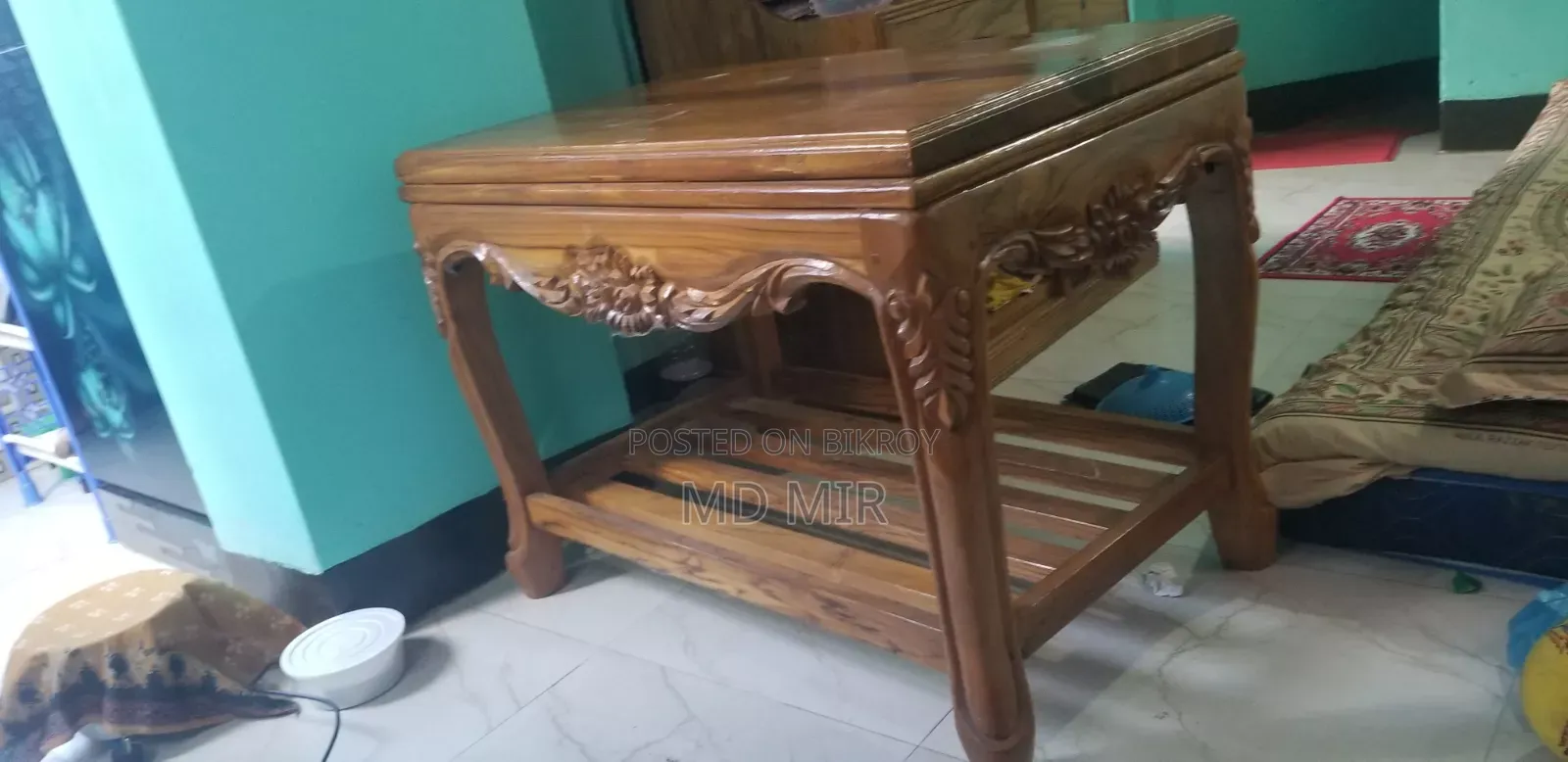 অরজিনাল সেগুন কাঠের টেবিল ৩/৩ পায়া দের ইন্চি টপ