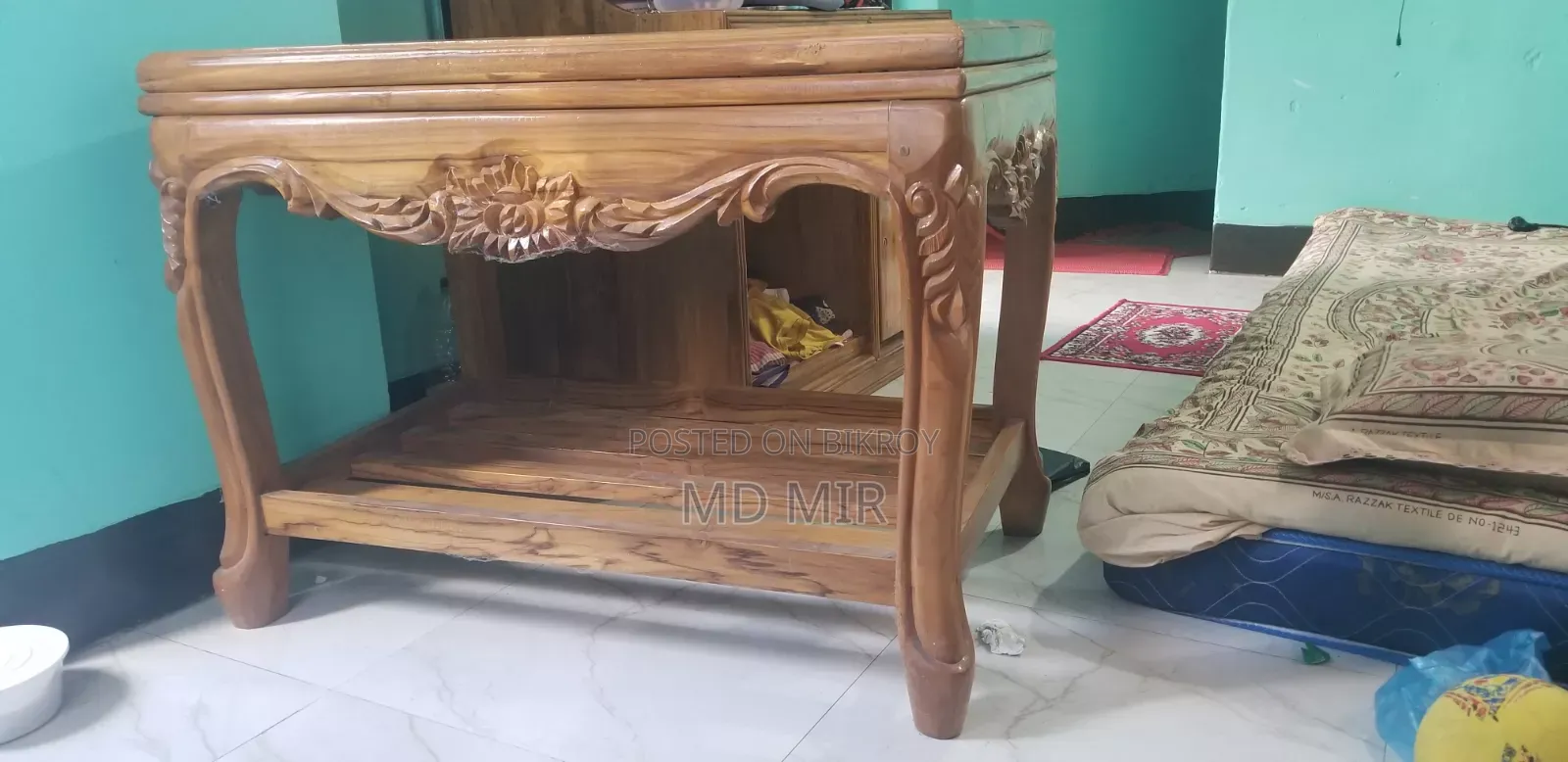 অরজিনাল সেগুন কাঠের টেবিল ৩/৩ পায়া দের ইন্চি টপ