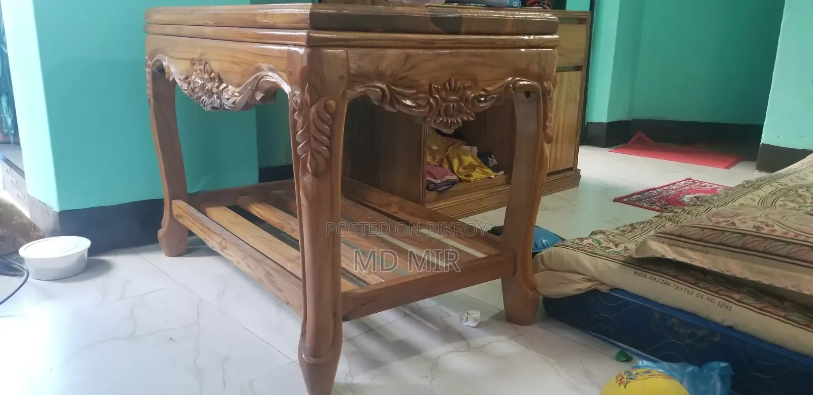 অরজিনাল সেগুন কাঠের টেবিল ৩/৩ পায়া দের ইন্চি টপ
