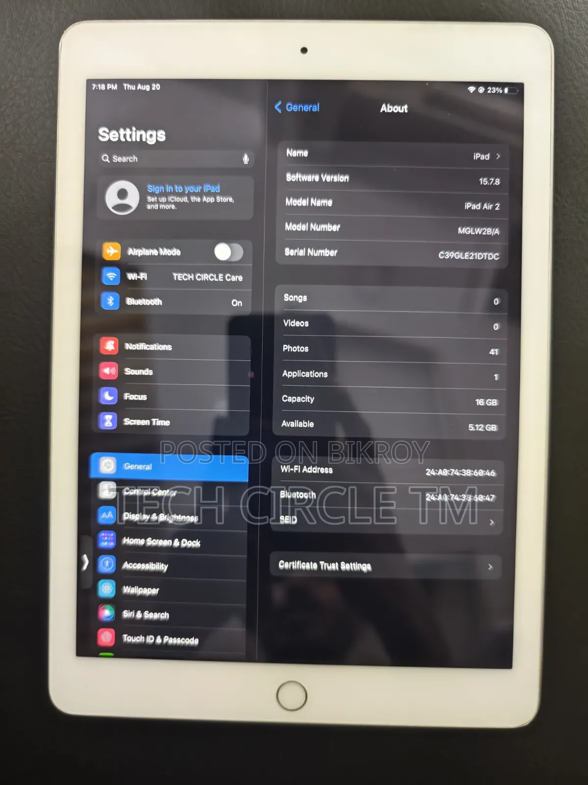 Apple iPad Air 2 16 GB Silver