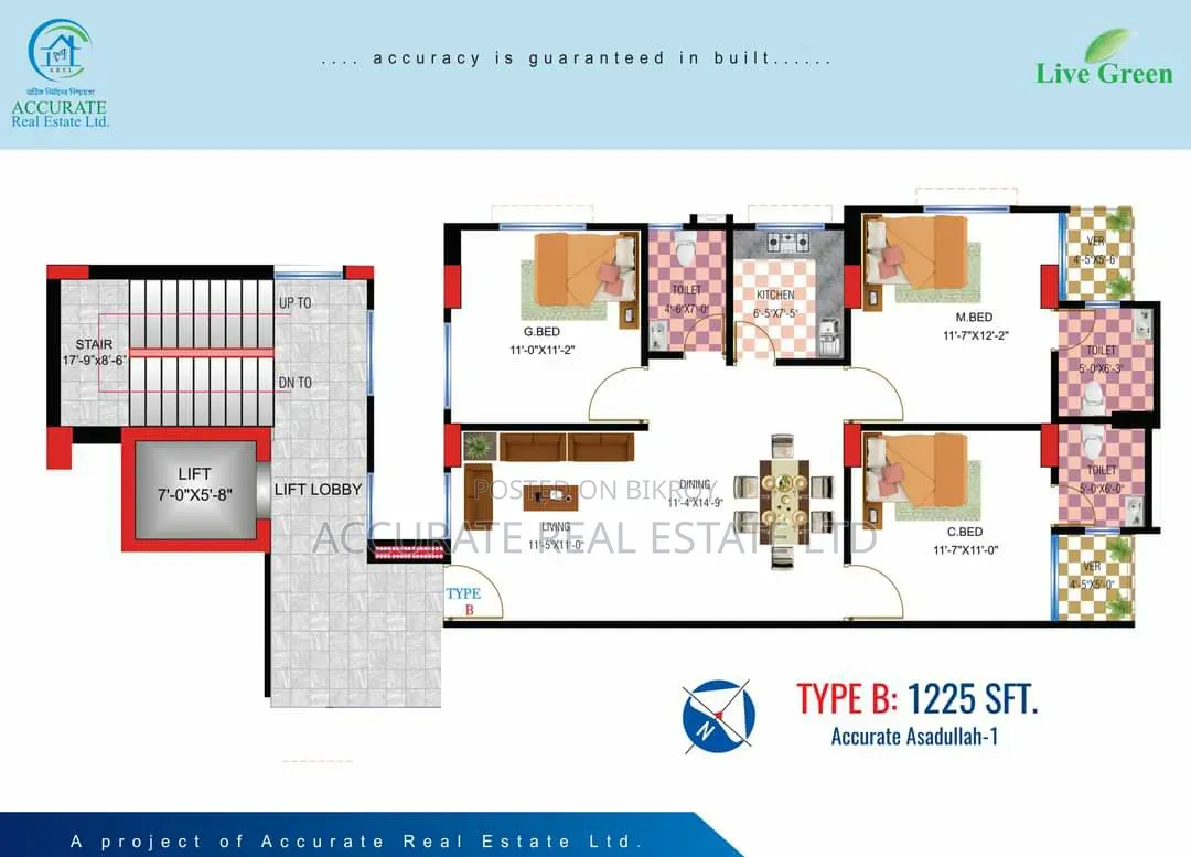 3 Bedroom Apartment in Accurate Real Estate, Dhanmondi for sale