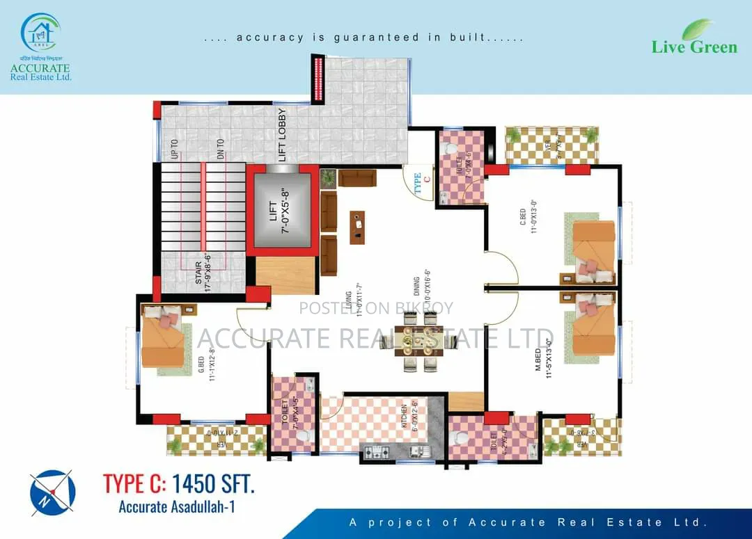 3 Bedroom Apartment in Accurate Real Estate, Dhanmondi for sale