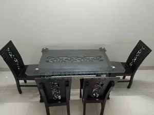 Glass Top Wooden Dining Table