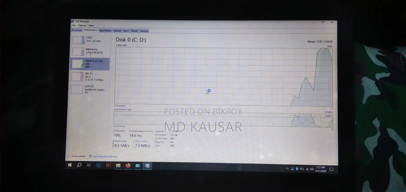 Laptop HP 15 4GB Intel Core I3 SSD 128GB