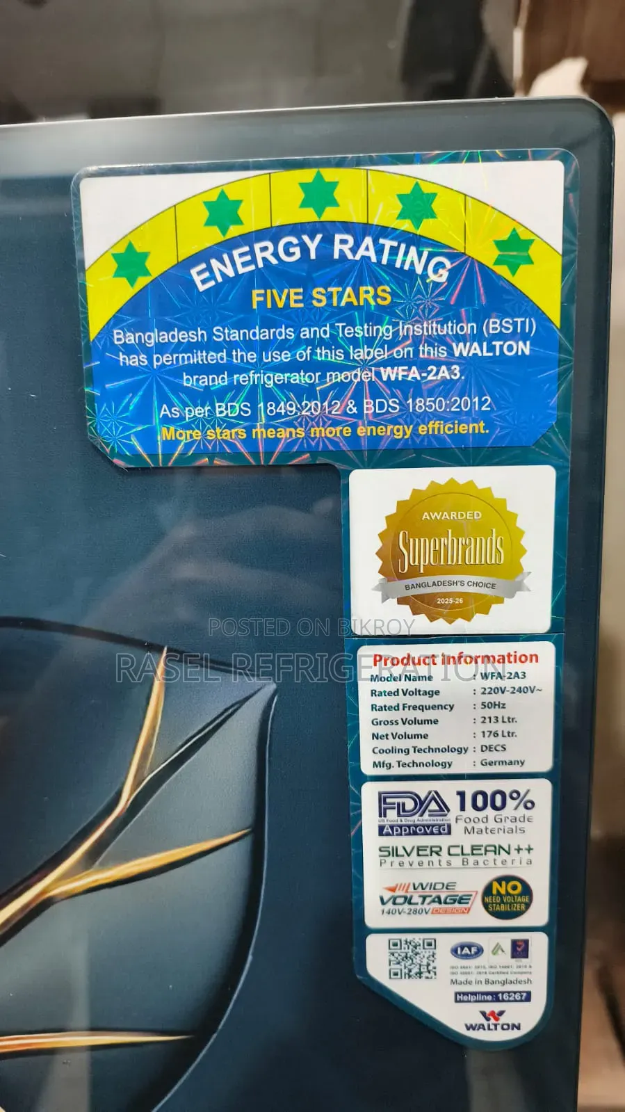 213 Liter Walton Fridge Model Wfa-2a3-Gdel at 32% Discount.