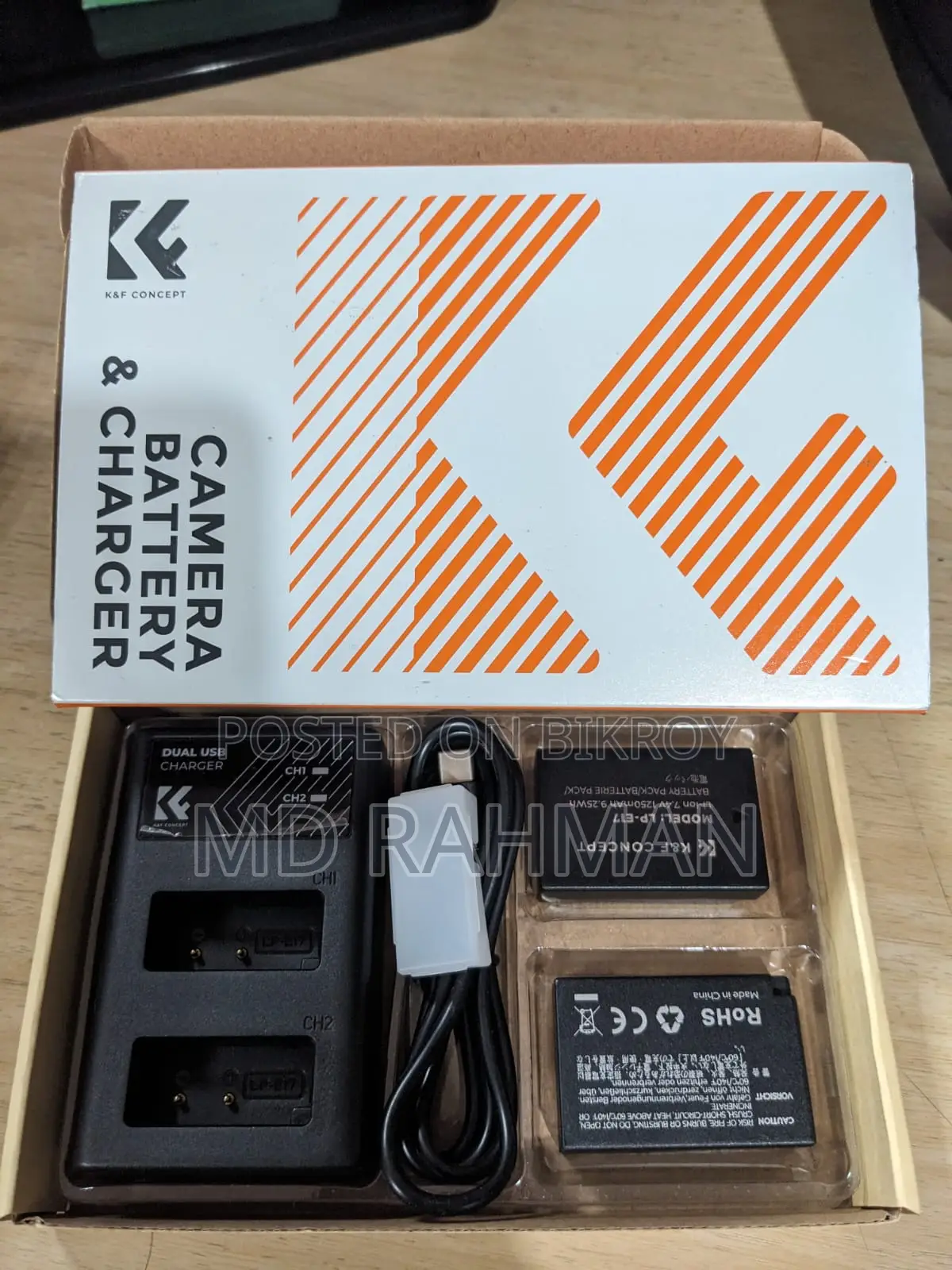 K&F Brand Er Dual USB Charger With 2 Rechargable Bettary
