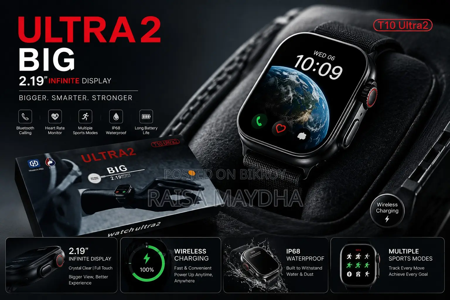 T10 Ultra 2 Smart Watch - 2.19" Big Display