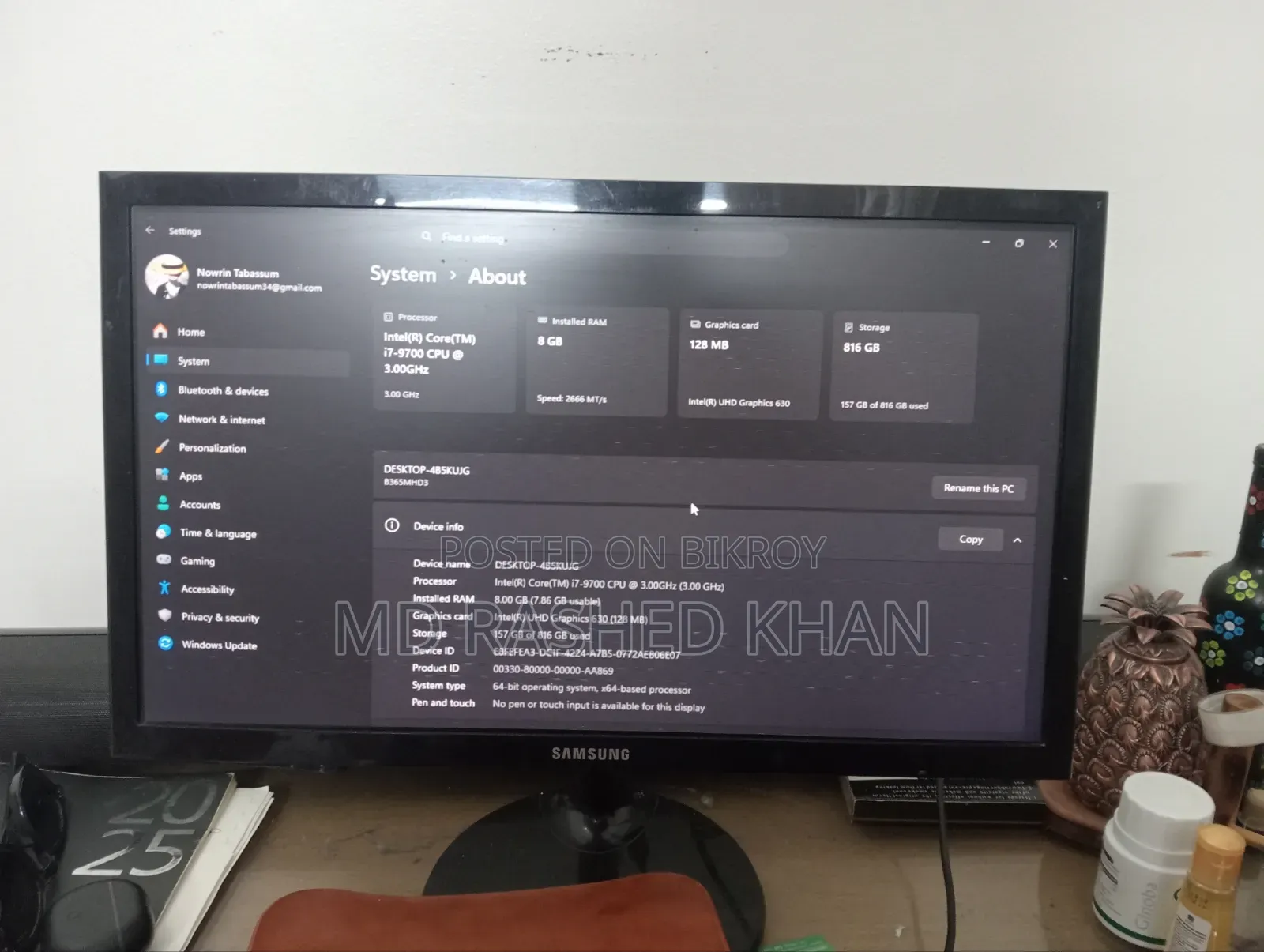 Desktop Computer 8GB Intel Core i7 1TB HDD