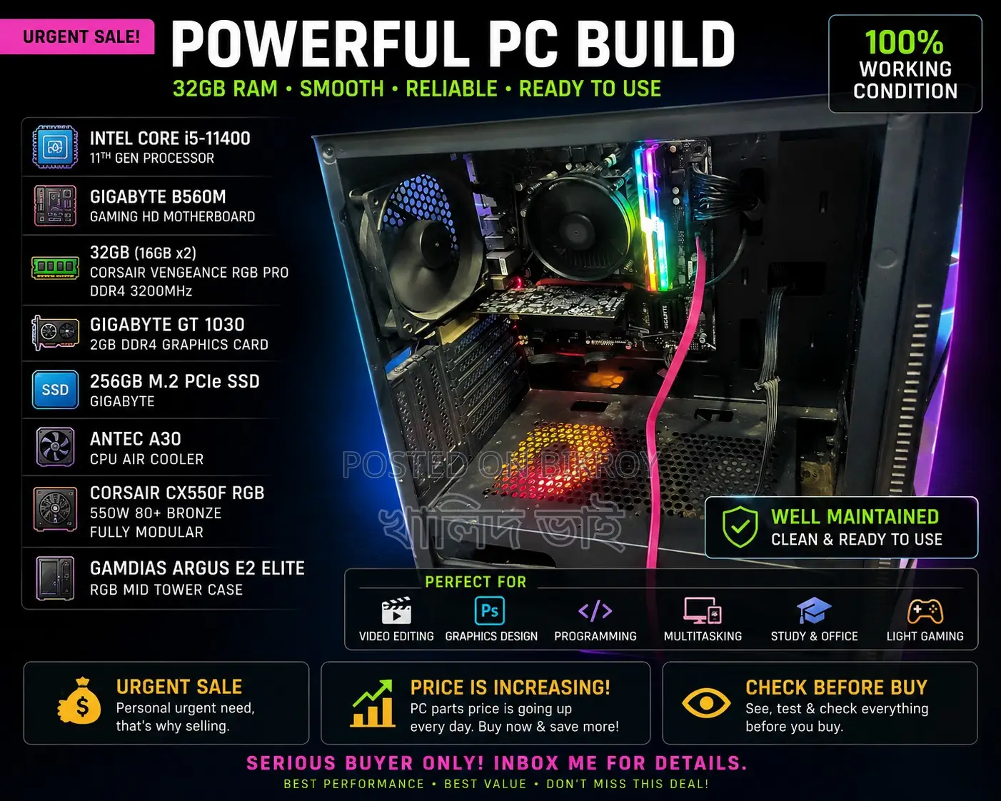 Desktop Computer Gigabyte 32GB Intel Core i5 SSD 256GB