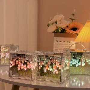 Romantic Tulip Light Cube Lamp – 16 Tulips 16 LED Lights | Cute Gift